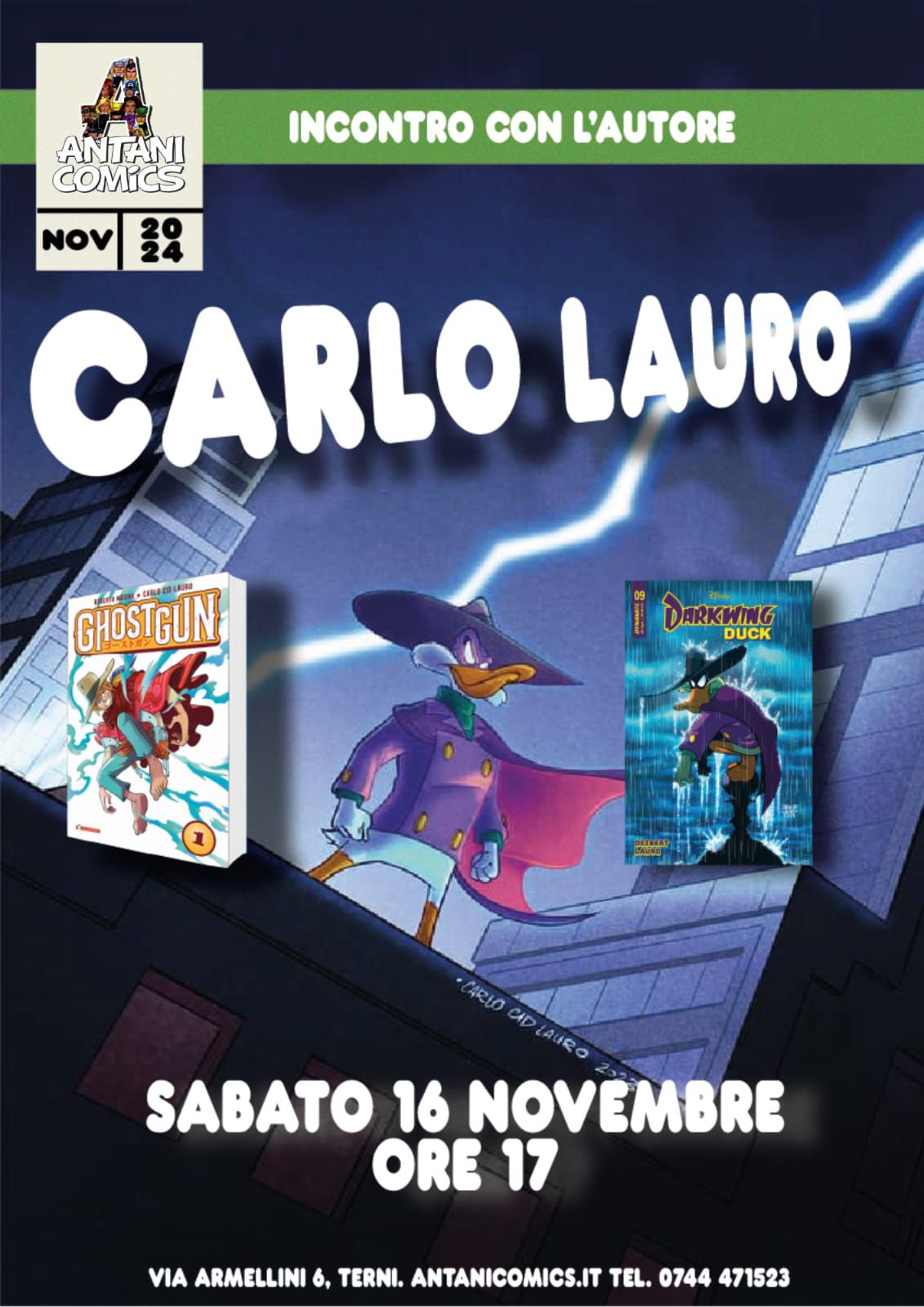 CARLO LAURO presenta GHOSTGUN e DARKWING DUCK in negozio, sabato 16 novembre 2024!